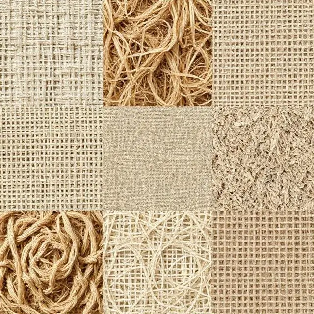 A collage of different natural fiber textures.